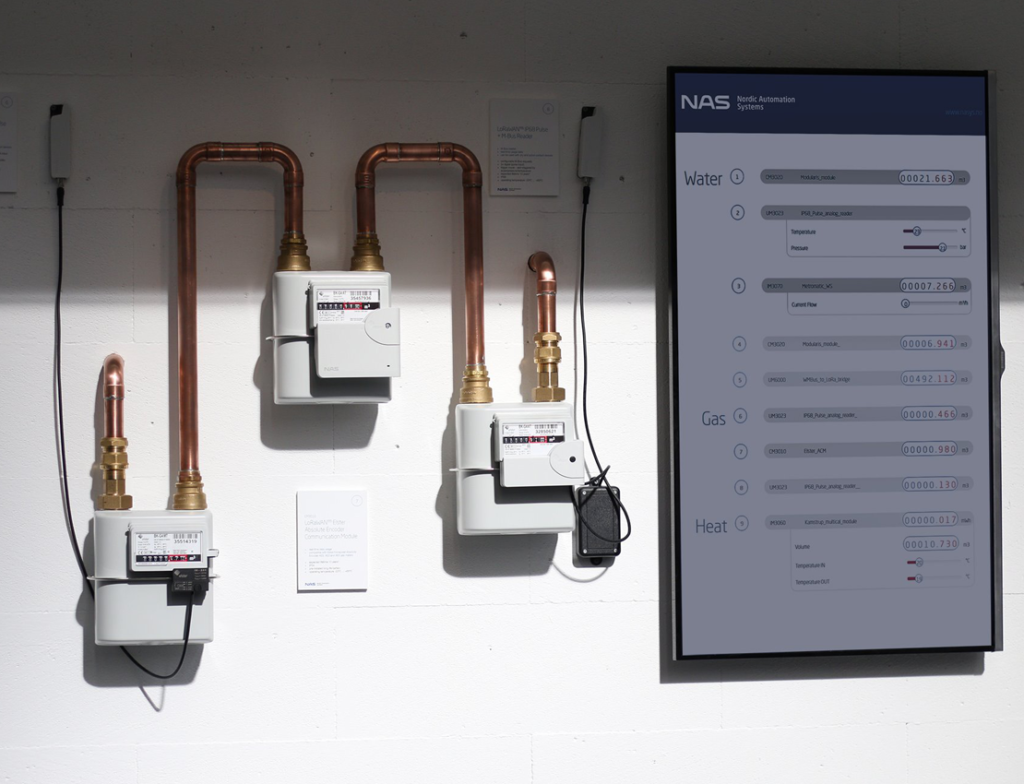 NAS metering display with Elster gas metering module, LoRaWAN IP68 Pulse + Analog Reader